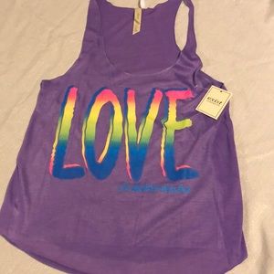 NWT purple and rainbow tank top with “Love “